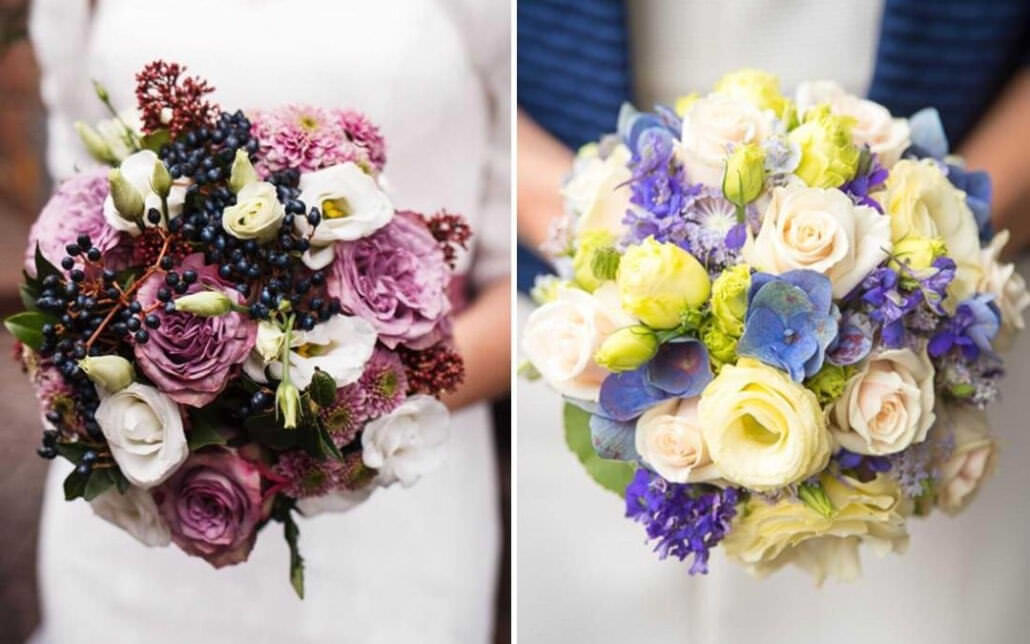 Der Brautstrauß und Blumenschmuck auf der Hochzeit